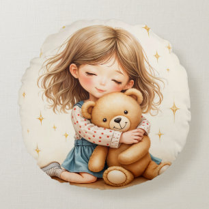 Coussins Ronds Gros câlins mignonne fille serrant teddy papier ou