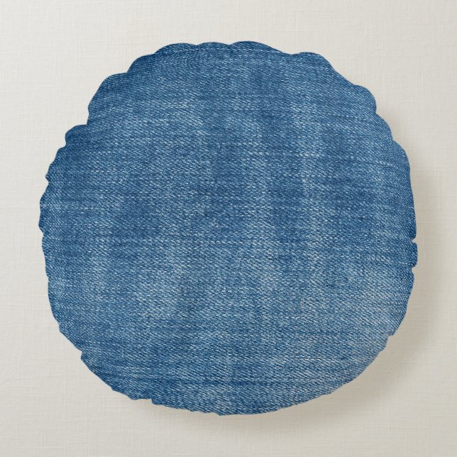 Coussins Ronds Gros plan bleu jean texture (Devant)