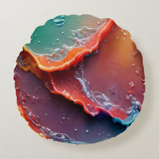 Coussins Ronds Gros plan de peinture colorée