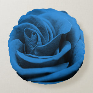 Coussins Ronds Gros plan rose bleue rouge, macro beauté.