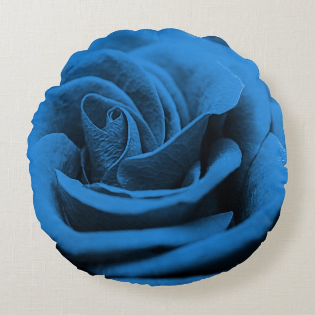 Coussins Ronds Gros plan rose bleue rouge, macro beauté. (Devant)