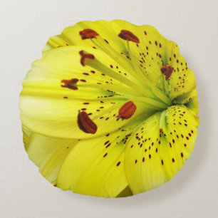 Coussins Ronds Gros plan sur un lys jaune