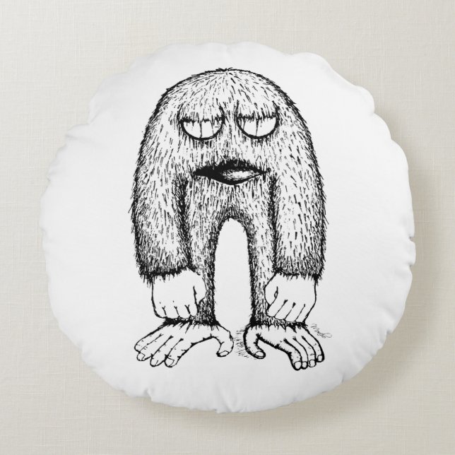 Coussins Ronds Grumpy Little Monster Indie Art Pillow (Devant)