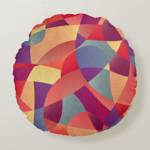 Coussins Ronds Grunge coloré : Arrière - plan des triangles géomé