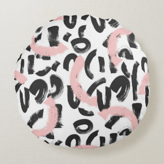 Coussins Ronds Grunge graffiti : touches de pinceau d'art.