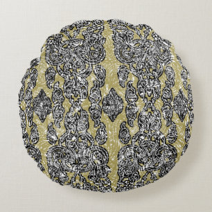 Coussins Ronds grunge sans soudure patternethnic floral cambodgi