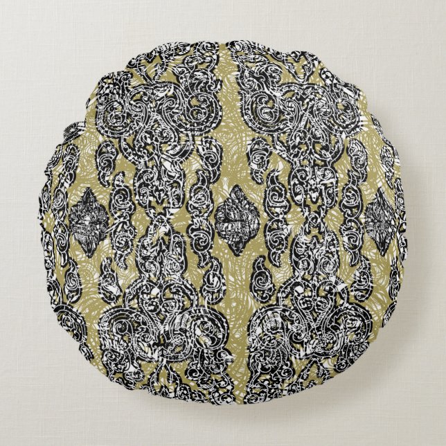 Coussins Ronds  grunge sans soudure patternethnic floral cambodgi (Devant)