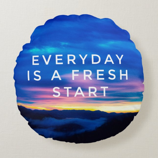 Coussins Ronds Guillemets motivants et inspirants - Tous les jour (Devant)