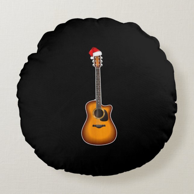 Coussins Ronds Guitar Santa Hat (Devant)