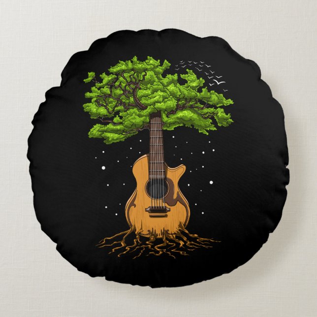 Coussins Ronds Guitare Acoustique Arbre De Vie (Devant)