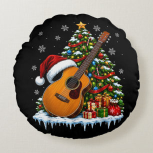 Coussins Ronds Guitare Musique de Fête Joyeux Noël Arbre