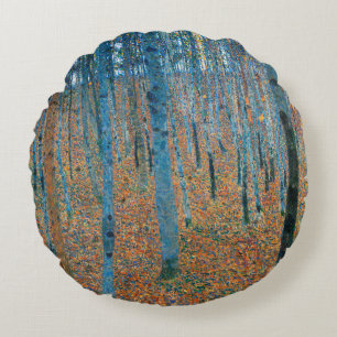 Coussins Ronds Gustav Klimt Forêt de hêtres Art fin vintage
