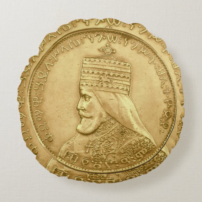 Coussins Ronds Haile Selassie Jah Rastafari Reggae Rasta Roots  (Devant)