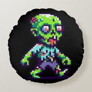 Coussins Ronds Halloween 8 bits drôle zombie