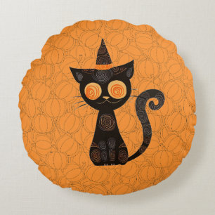 Coussins Ronds Halloween/chat/citrouille/automne