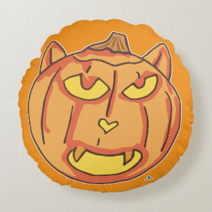 Coussins Ronds Halloween chat Jack-o-Lantern dessin amusant