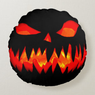 Coussins Ronds Halloween Citrouille Éffrayant Horreur Déplaisant