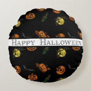 Coussins Ronds Halloween/citrouille/lanceur de batte