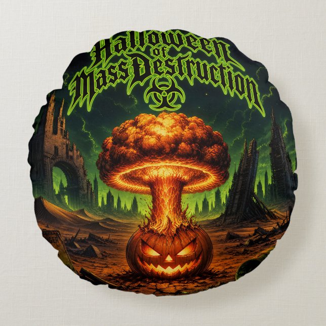 Coussins Ronds Halloween de destruction massive Citrouille radioa (Devant)