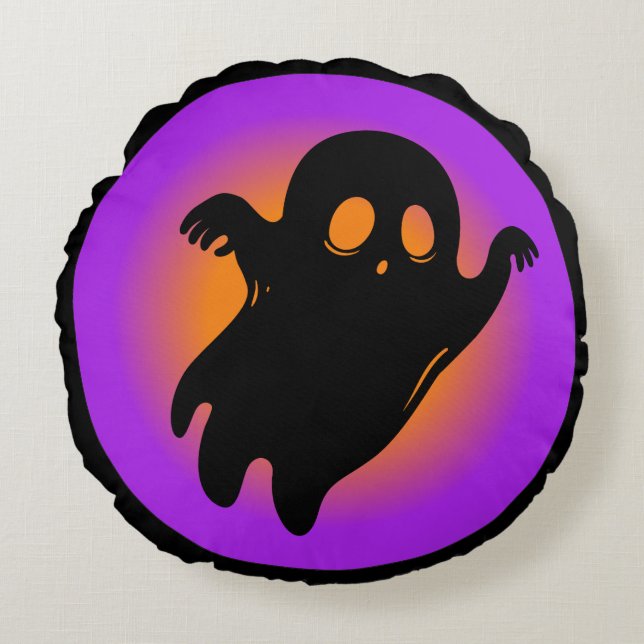 Coussins Ronds Halloween Éffrayant Neon Boo Ghost Classic (Devant)