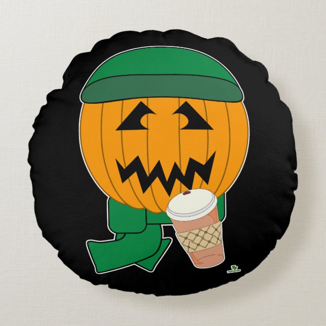 Coussins Ronds Halloween Fu Hipster Jack-o-lantern Café Fun (Devant)