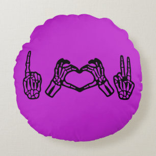 Coussins Ronds Halloween Langue des signes main I Coeur Paix