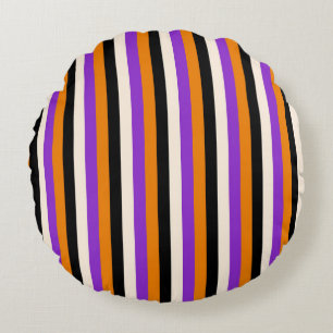 Coussins Ronds Halloween Orange Violet Noir Rayure