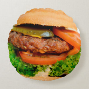 Coussins Ronds Hamburger Funny Cheeseburger Partout Imprimer la n