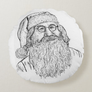Coussins Ronds Hand-Drawn Stippled Santa Claus Round Throw Pillow
