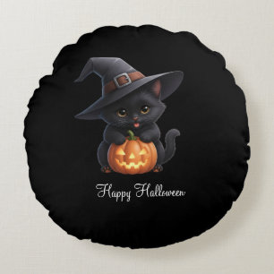 Coussins Ronds Happy Cats Halloween