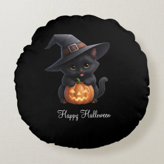Coussins Ronds Happy Cats Halloween