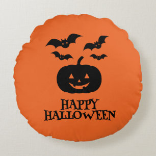 Coussins Ronds Happy Halloween Citrouille Bat Minimal