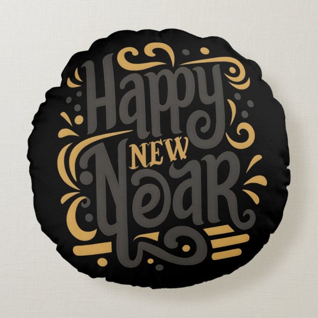 Coussins Ronds Happy new year (Devant)