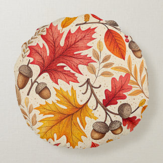 Coussins Ronds Harmonie d'automne : Un Motif d'automne coloré
