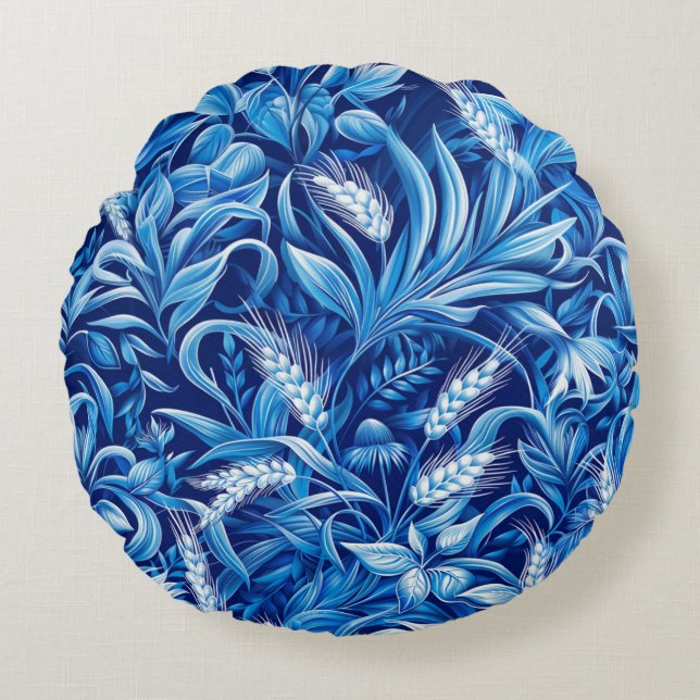 Coussins Ronds Harmonie des Grains verts et des Plantes (Devant)