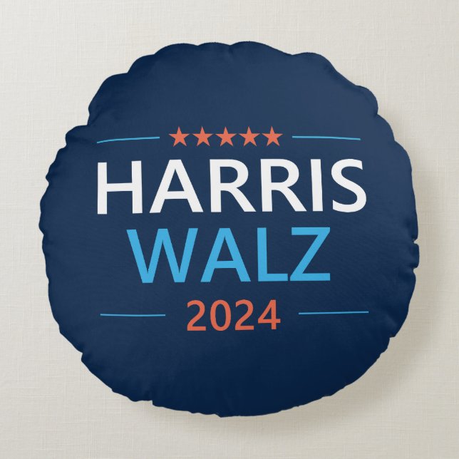 Coussins Ronds Harris Walz 2024 pour Président (Devant)