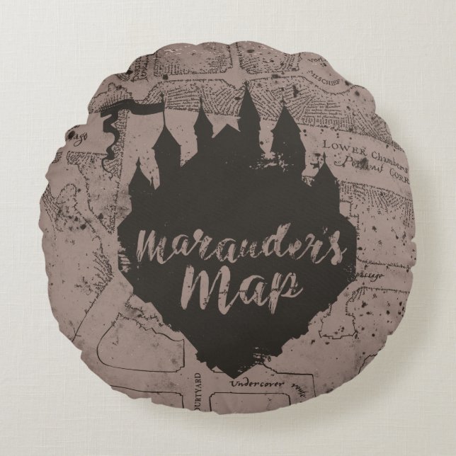 Coussins Ronds Harry Potter | Château HOGWARTS™ Carte du Maraudeu (Devant)