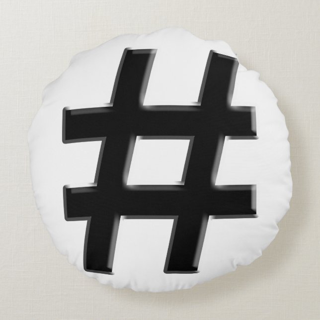 Coussins Ronds #HASHTAG - Symbole de balise de hachage (Dos)