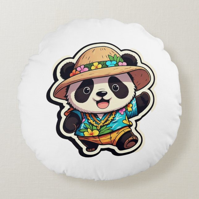 Coussins Ronds Hawaii Panda Paradise (Devant)