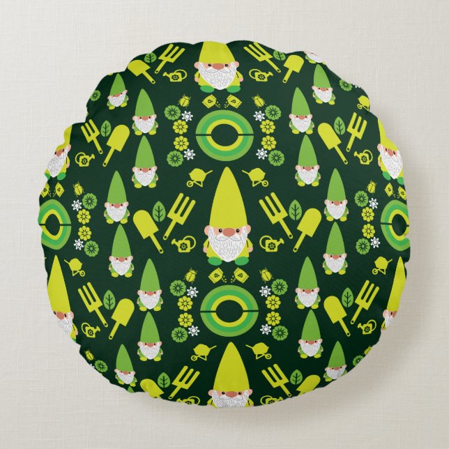 Coussins Ronds Head Garden Gnome Gardener (Devant)
