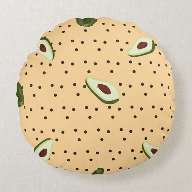 Coussins Ronds Healthy foods. Seamless avocado pattern,  avocado  (Devant)