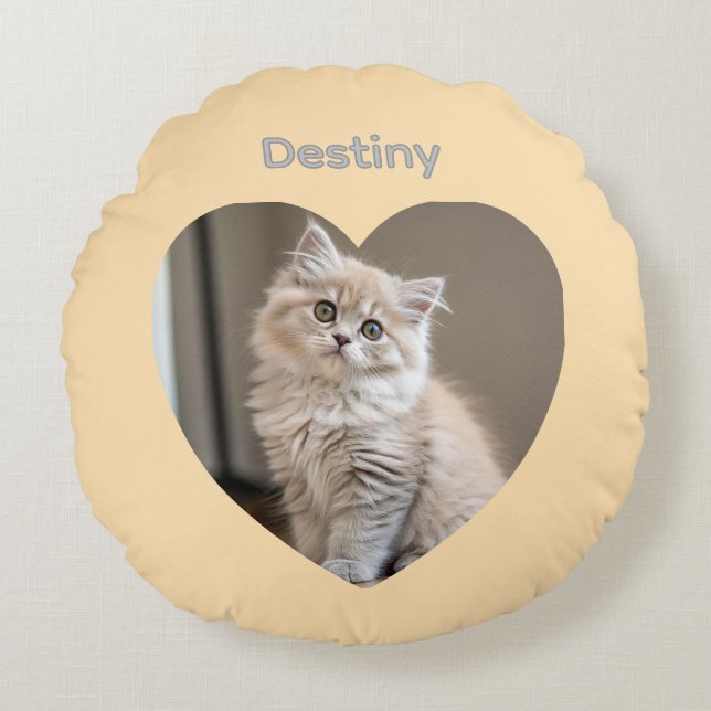 Coussins Ronds Heart-Shaped Cat Design (Devant)