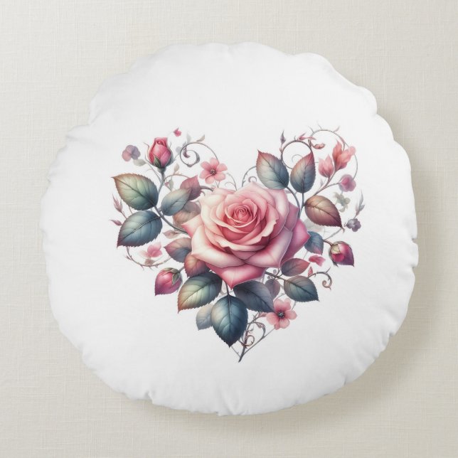 Coussins Ronds hearts roses (Devant)