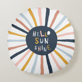 Coussins Ronds Hello Sunshine : Typographie enfantine colorée