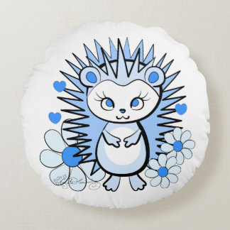 Coussins Ronds Hérisson Féminin Mignon Lt Bleu
