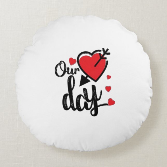 Coussins Ronds Heureuse Sainte-Valentin (Devant)