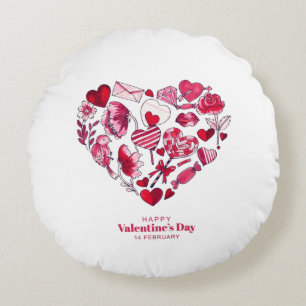 Coussins Ronds "Heureuse Sainte-Valentin - Amour romantique"