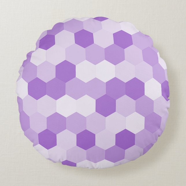 Coussins Ronds Hexagone blanc violet clair moderne (Devant)