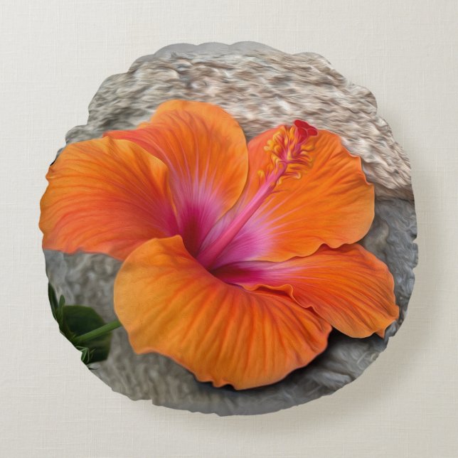 Coussins Ronds hibiscus en floraison (Devant)