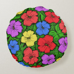 Coussins Ronds Hibiscus & Monstera #4
